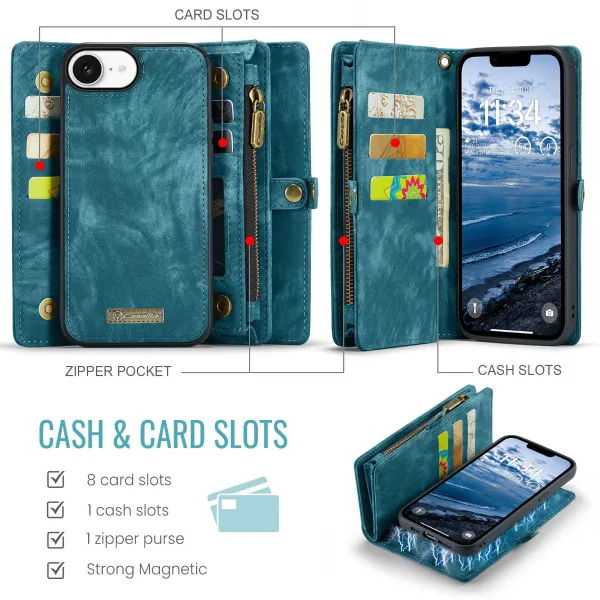 WALLET Ochranný kryt s peňaženkou 2v1 pre Apple iPhone 16e / iPhone 17e modrý