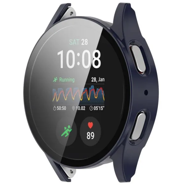 PC FULL COVER Plastový kryt so sklom pre Samsung Galaxy Watch 7 40mm tmavomodrý