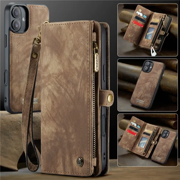 WALLET Ochranný kryt s peňaženkou 2v1 pre Apple iPhone 16 Plus hnedý