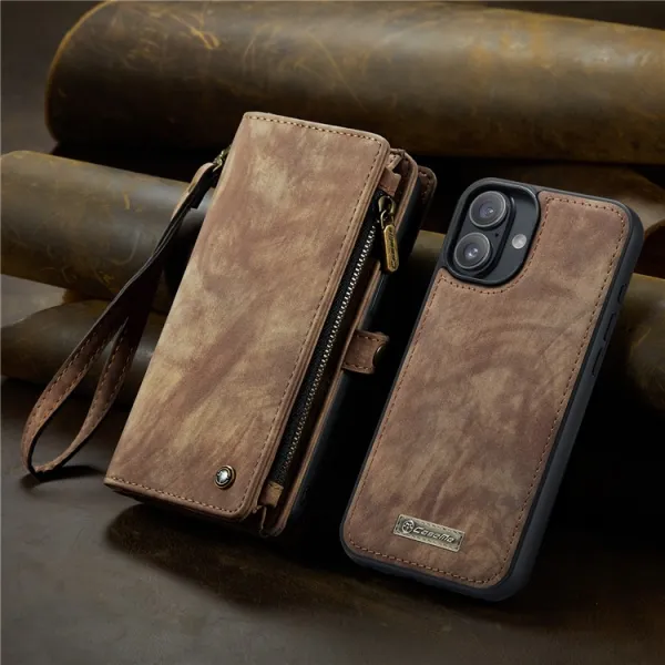 WALLET Ochranný kryt s peňaženkou 2v1 pre Apple iPhone 16 Plus hnedý