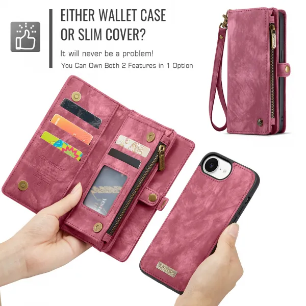 WALLET Ochranný kryt s peňaženkou 2v1 pre Apple iPhone 16e / iPhone 17e červený
