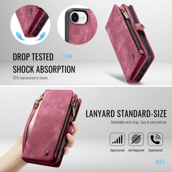 WALLET Ochranný kryt s peňaženkou 2v1 pre Apple iPhone 16e / iPhone 17e červený