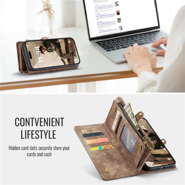 WALLET Ochranný kryt s peňaženkou 2v1 pre Apple iPhone 16 Plus hnedý