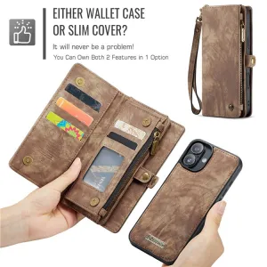 WALLET Ochranný kryt s peňaženkou 2v1 pre Apple iPhone 16 Plus hnedý