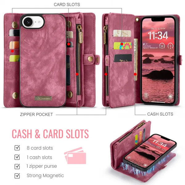 WALLET Ochranný kryt s peňaženkou 2v1 pre Apple iPhone 16e / iPhone 17e červený