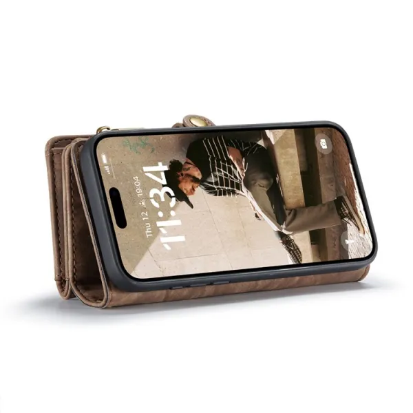 WALLET Ochranný kryt s peňaženkou 2v1 pre Apple iPhone 16 Plus hnedý