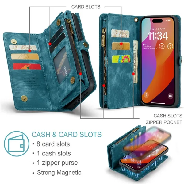 WALLET Ochranný kryt s peňaženkou 2v1 pre Apple iPhone 16 Pro modrý