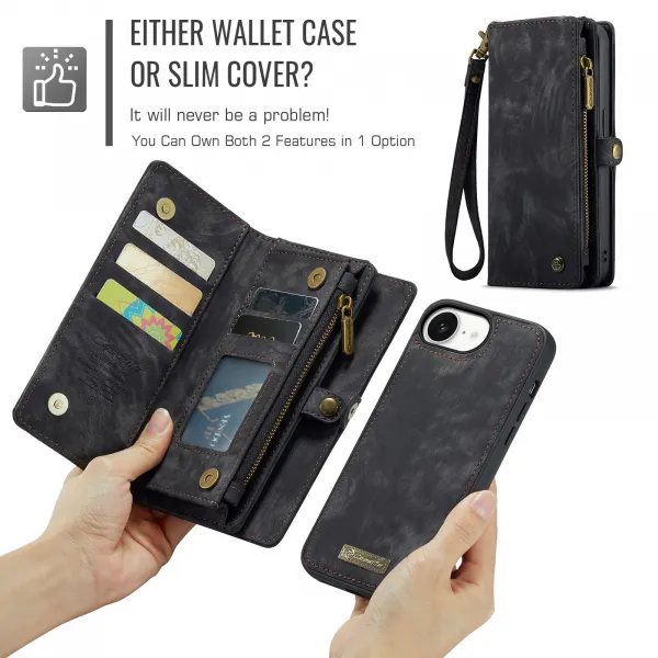 WALLET Ochranný kryt s peňaženkou 2v1 pre Apple iPhone 16e / iPhone 17e čierny