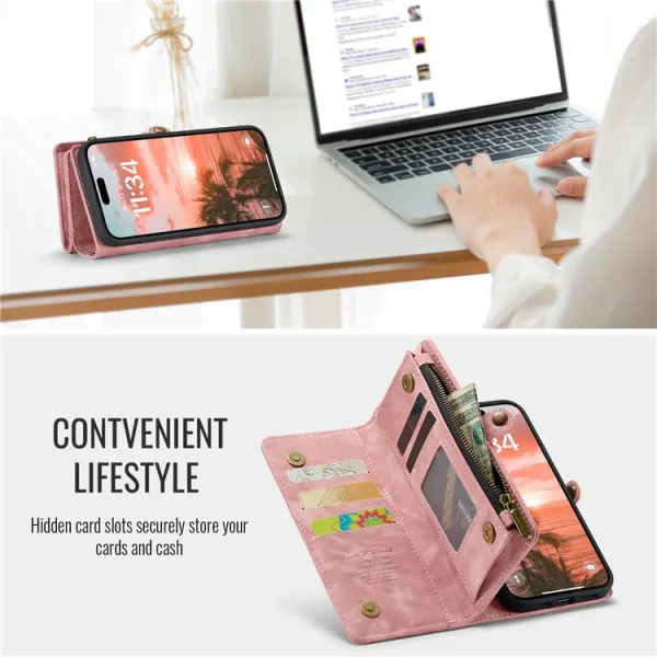 WALLET Ochranný kryt s peňaženkou 2v1 pre Apple iPhone 16 Plus ružový