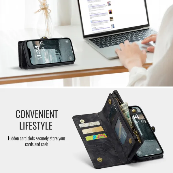 WALLET Ochranný kryt s peňaženkou 2v1 pre Apple iPhone 16e / iPhone 17e čierny