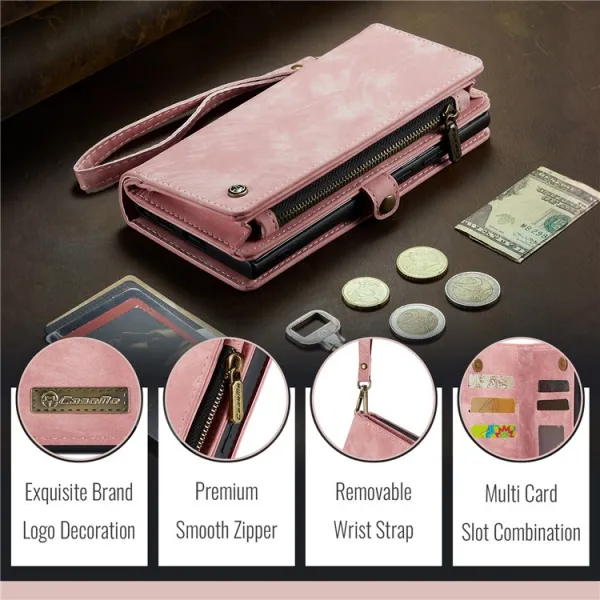 WALLET Ochranný kryt s peňaženkou 2v1 pre Apple iPhone 16 Plus ružový