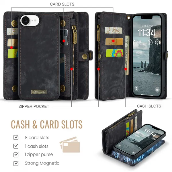 WALLET Ochranný kryt s peňaženkou 2v1 pre Apple iPhone 16e / iPhone 17e čierny