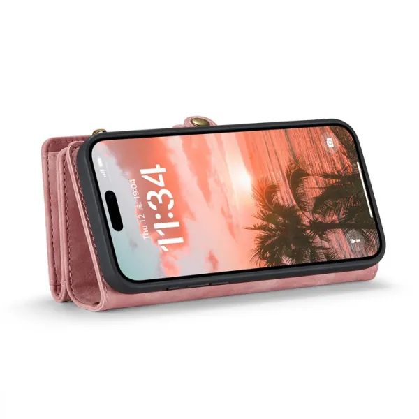 WALLET Ochranný kryt s peňaženkou 2v1 pre Apple iPhone 16 Plus ružový