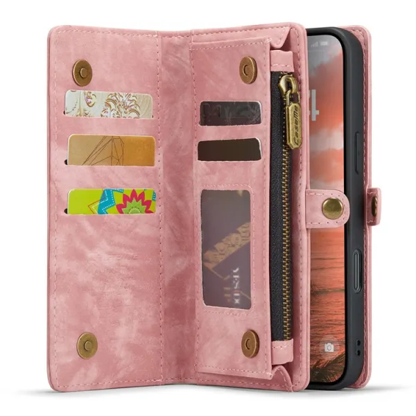 WALLET Ochranný kryt s peňaženkou 2v1 pre Apple iPhone 16 Plus ružový