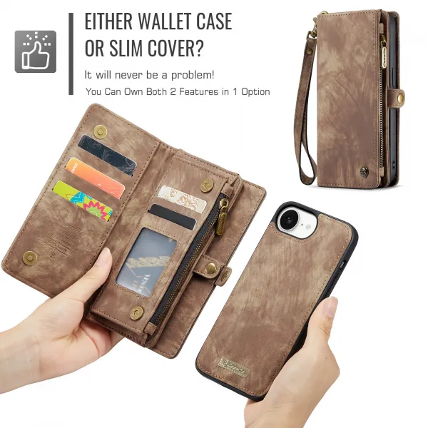 WALLET Ochranný kryt s peňaženkou 2v1 pre Apple iPhone 16e / iPhone 17e hnedý