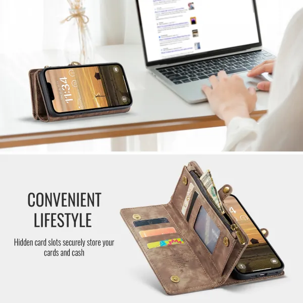 WALLET Ochranný kryt s peňaženkou 2v1 pre Apple iPhone 16e / iPhone 17e hnedý