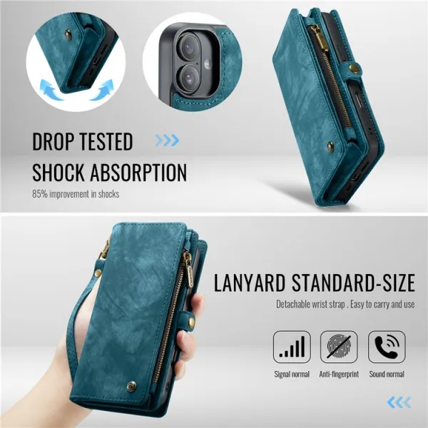 WALLET Ochranný kryt s peňaženkou 2v1 pre Apple iPhone 16 Plus modrý
