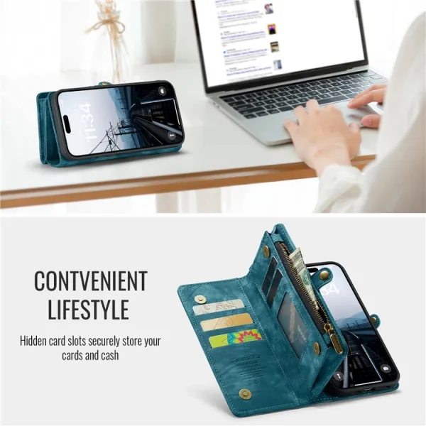 WALLET Ochranný kryt s peňaženkou 2v1 pre Apple iPhone 16 Plus modrý