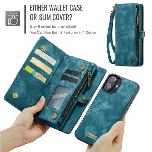 WALLET Ochranný kryt s peňaženkou 2v1 pre Apple iPhone 16 Plus modrý
