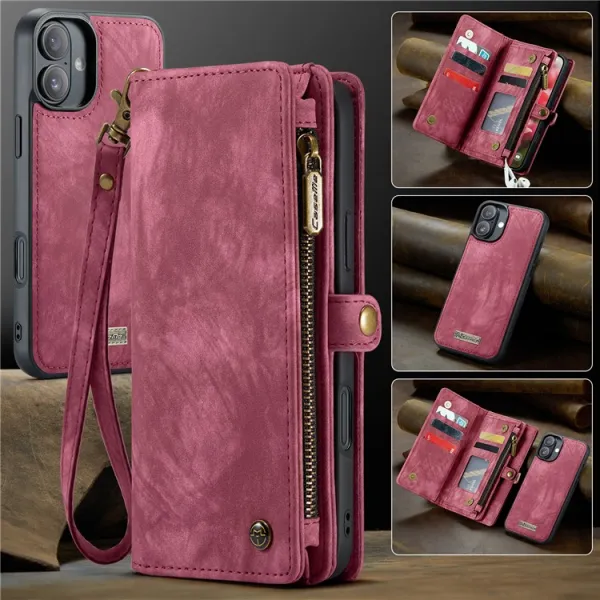 WALLET Ochranný kryt s peňaženkou 2v1 pre Apple iPhone 16 Plus červený