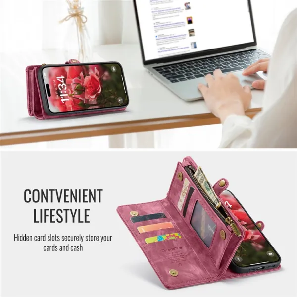 WALLET Ochranný kryt s peňaženkou 2v1 pre Apple iPhone 16 Plus červený