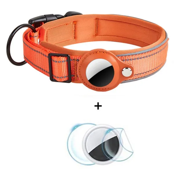 PROTEMIO GLOWY PAW Reflexný obojok pre Apple AirTag VEĽKOSŤ: M - oranžový