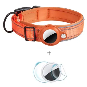 PROTEMIO GLOWY PAW Reflexný obojok pre Apple AirTag VEĽKOSŤ: M - oranžový