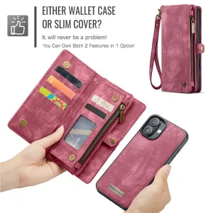 WALLET Ochranný kryt s peňaženkou 2v1 pre Apple iPhone 16 Plus červený