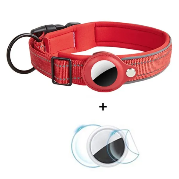 PROTEMIO GLOWY PAW Reflexný obojok pre Apple AirTag VEĽKOSŤ: M - červený