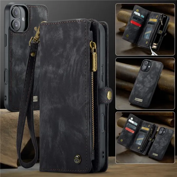 WALLET Ochranný kryt s peňaženkou 2v1 pre Apple iPhone 16 Plus čierny