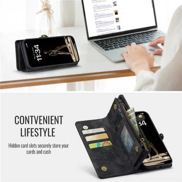 WALLET Ochranný kryt s peňaženkou 2v1 pre Apple iPhone 16 Plus čierny