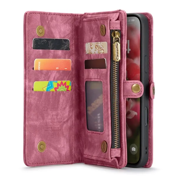 WALLET Ochranný kryt s peňaženkou 2v1 pre Apple iPhone 16 Plus červený