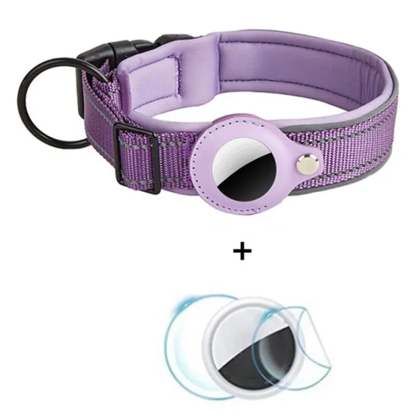 PROTEMIO GLOWY PAW Reflexný obojok pre Apple AirTag VEĽKOSŤ: S - fialový
