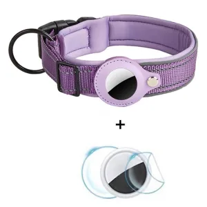 PROTEMIO GLOWY PAW Reflexný obojok pre Apple AirTag VEĽKOSŤ: S - fialový