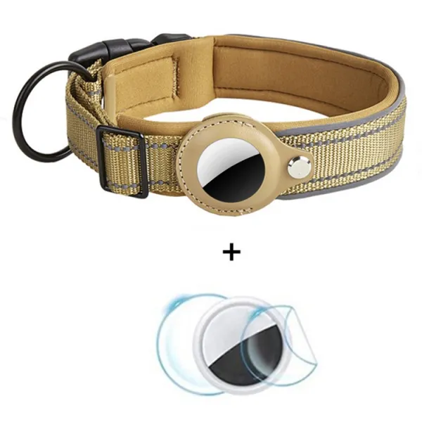 PROTEMIO GLOWY PAW Reflexný obojok pre Apple AirTag VEĽKOSŤ: M - šedo-hnedý