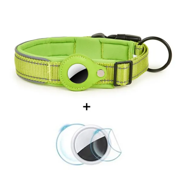 PROTEMIO GLOWY PAW Reflexný obojok pre Apple AirTag VEĽKOSŤ: M - svetlozelený