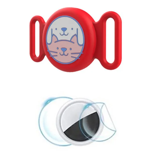 PROTEMIO PET LOCATE Obal pre Apple AirTag na obojok psa / mačky červený
