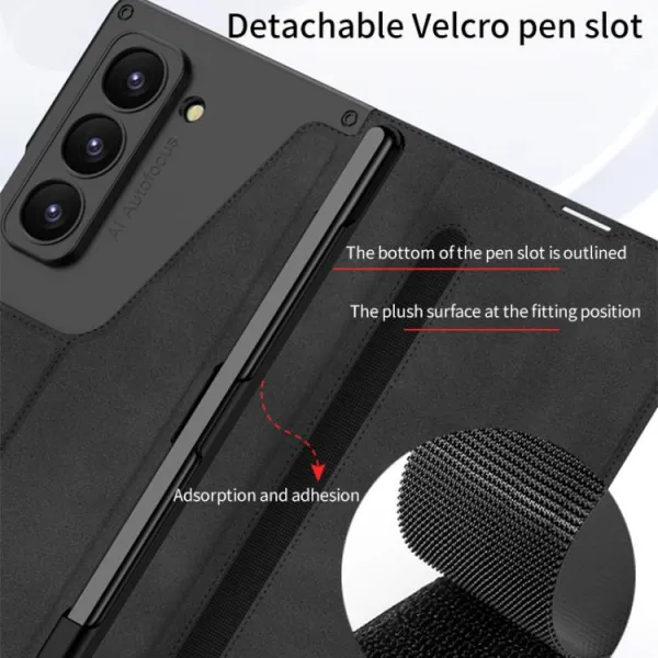 GKK SYNTHETIC Puzdro so sklom a priehradkou na stylus Samsung Galaxy Z Fold7 5G zelené