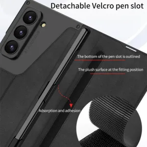 GKK SYNTHETIC Puzdro so sklom a priehradkou na stylus Samsung Galaxy Z Fold7 5G zelené