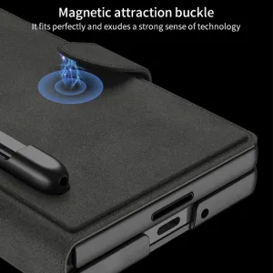 GKK SYNTHETIC Puzdro so sklom a priehradkou na stylus Samsung Galaxy Z Fold7 5G zelené