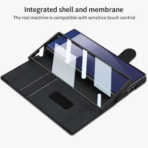 GKK SYNTHETIC Puzdro so sklom a priehradkou na stylus Samsung Galaxy Z Fold7 5G zelené