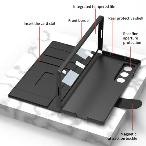 GKK SYNTHETIC Puzdro so sklom a priehradkou na stylus Samsung Galaxy Z Fold7 5G zelené