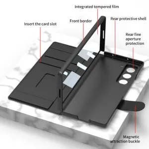 GKK SYNTHETIC Puzdro so sklom a priehradkou na stylus Samsung Galaxy Z Fold7 5G zelené