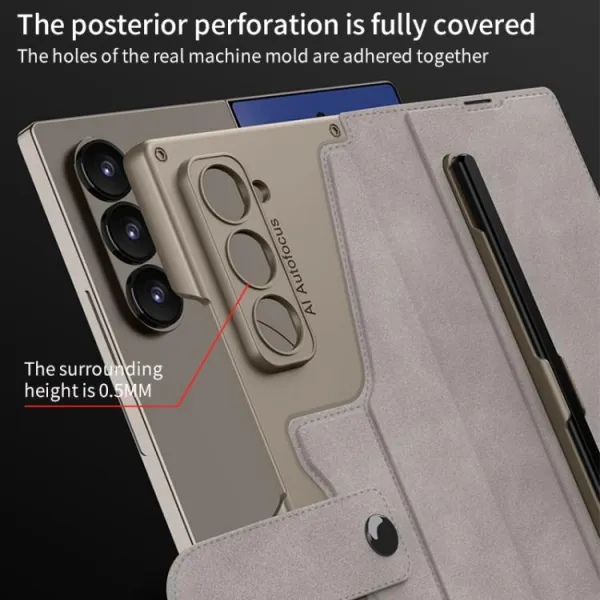 GKK SYNTHETIC Puzdro so sklom a priehradkou na stylus Samsung Galaxy Z Fold7 5G zelené