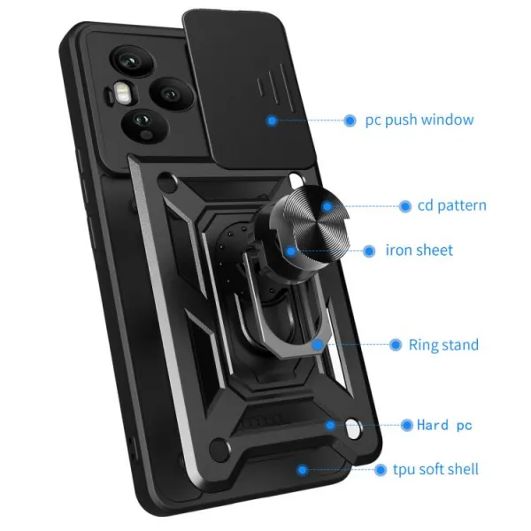 RING CAMERA Kryt s držiakom pre Honor 400 Pro 5G ružový