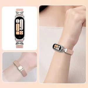 BRAIDED Nylonový remienok pre Xiaomi Smart Band 10 / 9 / 8 ružový