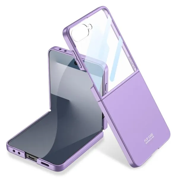 GKK Plastový kryt so sklom pre vonkajší displej Samsung Galaxy Z Flip7 5G fialový