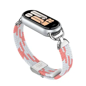 BRAIDED Nylonový remienok pre Xiaomi Smart Band 10 / 9 / 8 ružovo-biely
