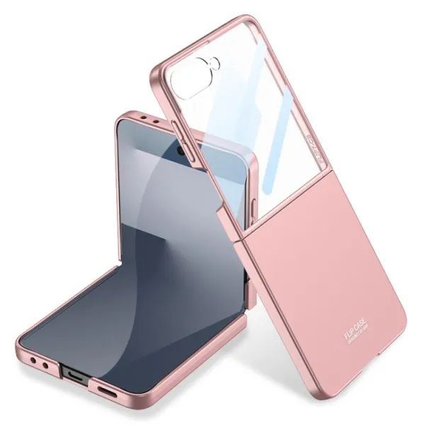 GKK Plastový kryt so sklom pre vonkajší displej Samsung Galaxy Z Flip7 5G ružový