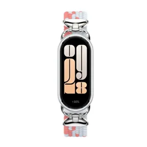 BRAIDED Nylonový remienok pre Xiaomi Smart Band 10 / 9 / 8 ružovo-biely